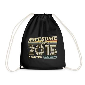 Vintage 2015 Retro - 2015 Birthday Gift - Drawstring Bag - black - Front