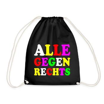 Alle gegen rechts - Turnbeutel - Schwarz - Vorne