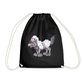 Lustiger Wolf im Schafspelz Geschenk Humor - Turnbeutel - Schwarz - Vorne