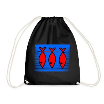 FISH. SARDINE. APRIL FOOL. SEA. OCEAN - Drawstring Bag - black - Front