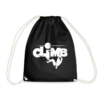 climb klettern Kletterschule Felsen Berge Symbol - Turnbeutel - Schwarz - Vorne