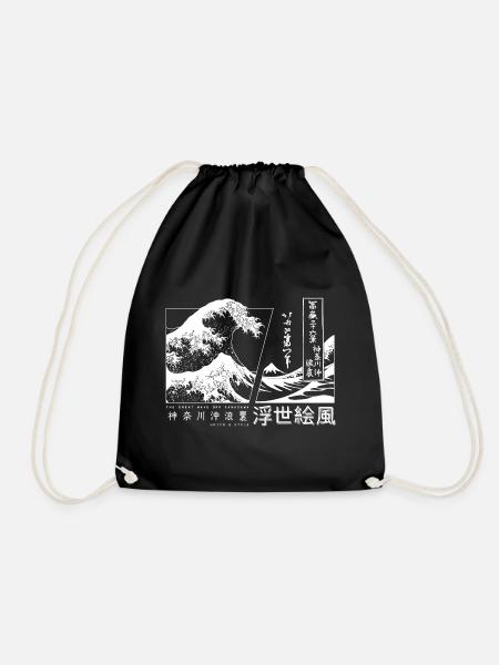 die große Welle vor Kanagawa Japan - Turnbeutel - Schwarz
