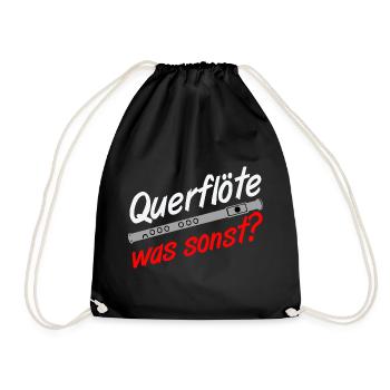 Fanfahrenzug, Spielmannszug,Musikzug,Querflöte (25 - Turnbeutel - Schwarz - Vorne