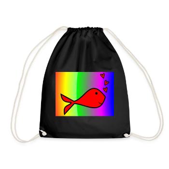 FISH. SARDINE. APRIL FOOL. SEA. OCEAN - Drawstring Bag - black - Front