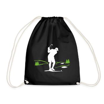 Silhouette de golfeur sur paysage verdoyant - Sac de sport léger - noir - Devant