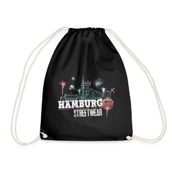Hamburg Skyline City Germany Graffiti - Drawstring Bag - black - Front