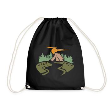 Tente dans un paysage forestier - Nature et camp extérieur - Sac de sport léger - noir - Devant