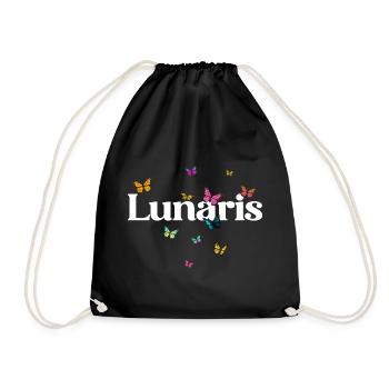 Beautiful girl's name LUNARIS with butterflies - Drawstring Bag - black - Front
