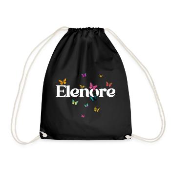 Beautiful girl's name ELENORE with butterflies - Drawstring Bag - black - Front