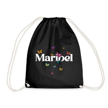 Schöner Mädchenname MARIBEL mit Schmetterlingen  - Turnbeutel - Schwarz - Vorne