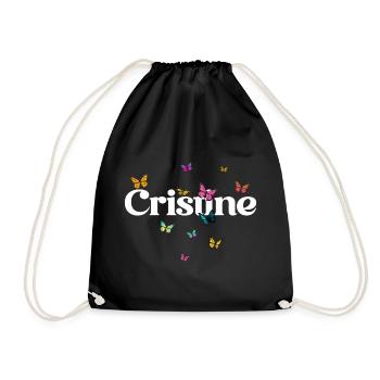 Beau prénom de fille avec des papillons CRISTINE - Sac de sport léger - noir - Devant