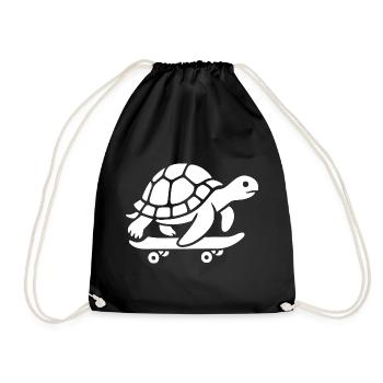 Minimalist Turtle Skateboard Skateboard - Drawstring Bag - black - Front