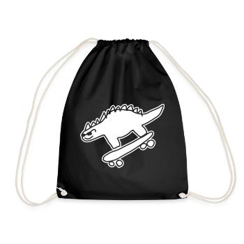 Dino sur skateboard – Style kawaii et urbain - Sac de sport léger - noir - Devant