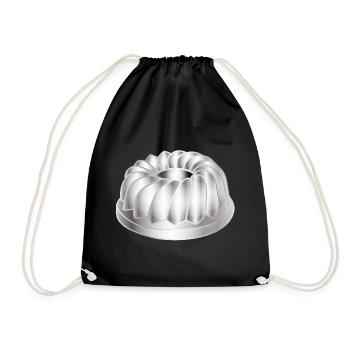 Bundt cake baking pan – simple kitchen motif - Drawstring Bag - black - Front
