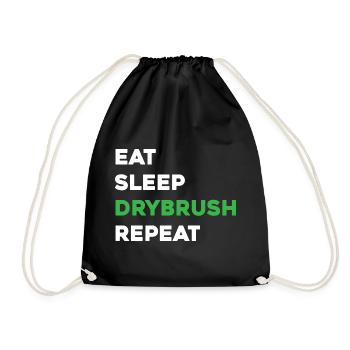 Eat Sleep Drybrush Repeat - Scale Model Builder - Drawstring Bag - black - Front