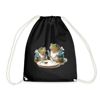 Frog Dinner: Fly on a Plate - Drawstring Bag - black - Front