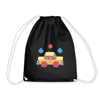 Floral Car - Drawstring Bag - black - Front