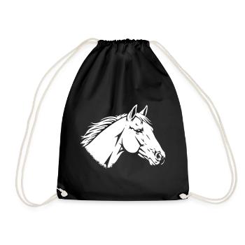 Horse Head Portrait Stallion Riding Vector - Drawstring Bag - black - Front
