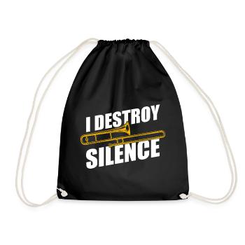 Destroy silence Posaune Posaunenspieler Posaunist - Turnbeutel - Schwarz - Vorne