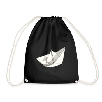 Papierschiff - Turnbeutel - Schwarz - Vorne