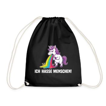 Licorne drôle Je déteste les gens Arc-en-ciel - Sac de sport léger - noir - Devant