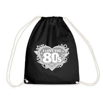I Love the 80s Retro Heart - Drawstring Bag - black - Front