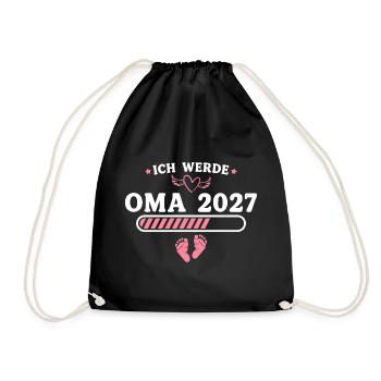 Ich werde Oma 2027 – Baby Ankündigung Geschenk - Turnbeutel - Schwarz - Vorne