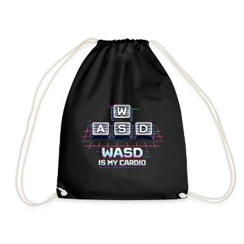 Funny Gaming Keyboard WASD My Cardio Gamer - Drawstring Bag - black - Front