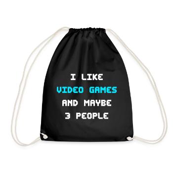I Like Video Games And Maybe 3 People Videospiele - Drawstring Bag - black - Front