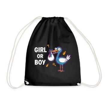 Gender Reveal Girl Or Boy Baby Shower Announcement - Drawstring Bag - black - Front