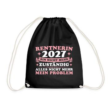 Rentnerin 2027 Abschiedsgeschenk Kollegin Rente - Turnbeutel - Schwarz - Vorne