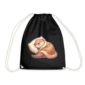 Sleeping Otter - Drawstring Bag - black - Front