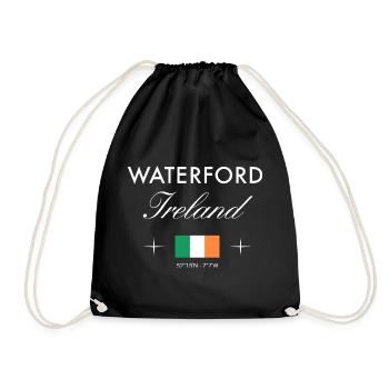 Waterford Ireland Coordinates Travel Souvenir - Drawstring Bag - black - Front
