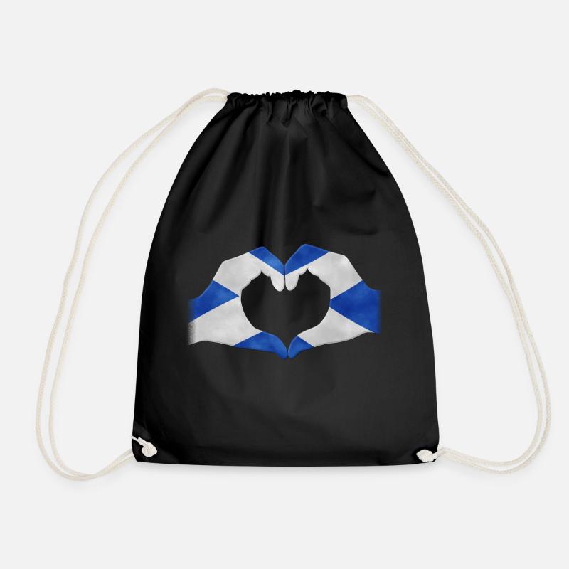 Hand Heart Scotland Flag 010 AllroundDesigns - Drawstring Bag - black