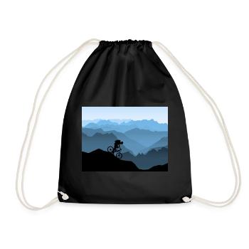 Mountain bikers in the mountains - Drawstring Bag - black - Front