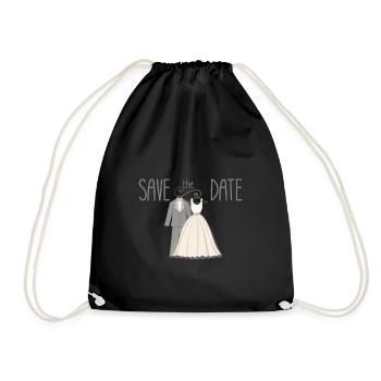 Hochzeit Save The Date Illustration - Turnbeutel - Schwarz - Vorne