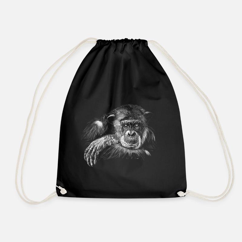 monkey - Drawstring Bag - black
