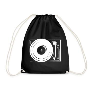 turntable platten DJ music hip hop icon Symbol - Turnbeutel - Schwarz - Vorne