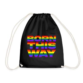 Born This Way Rainbow LGBTQIA+ CSD Gay Pride - Drawstring Bag - black - Front