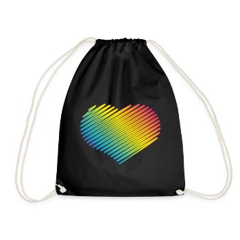 Rainbow Heart (Love / Scribble) - Drawstring Bag - black - Front