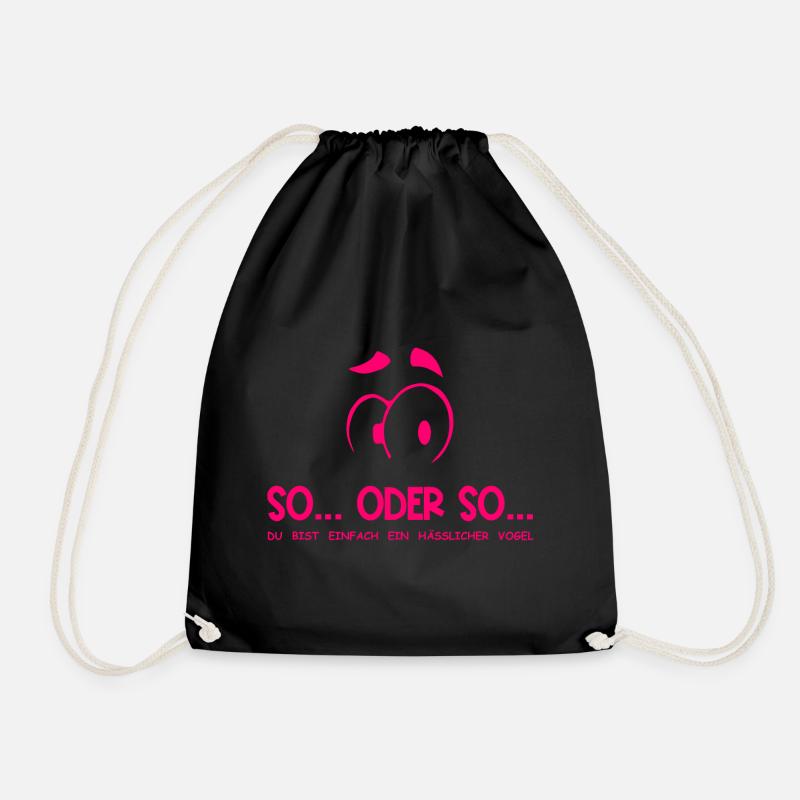 So...Oder So: Hässlicher Vogel - Neonpink - Turnbeutel - Schwarz