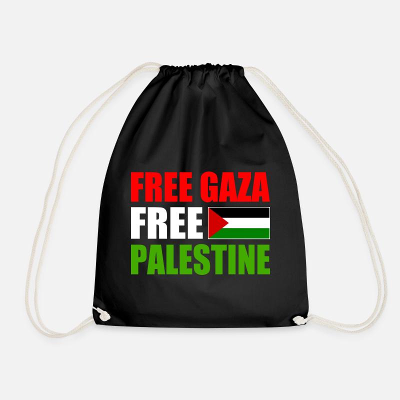 Free gaza free palestine - Drawstring Bag - black