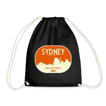 Sydney Skyline Retro Badge - Drawstring Bag - black - Front