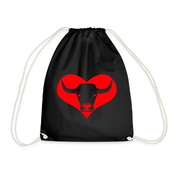 a heart for bulls, cattle, cows - Drawstring Bag - black - Front