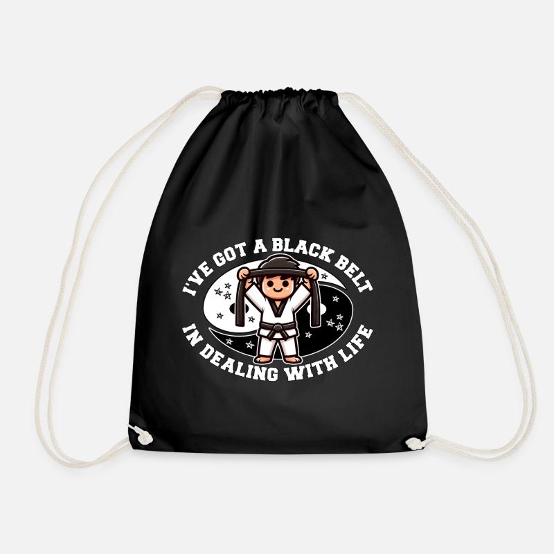 I'VE GOT A BLACK BELT IN DEALING WITH LIFE - Drawstring Bag - black
