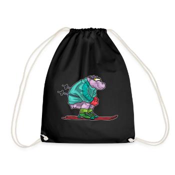 Hippopotame skieur ski sports d’hiver - Sac de sport léger - noir - Devant