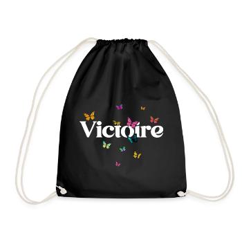 Beau prénom de fille avec des papillons VICTOIRE - Sac de sport léger - noir - Devant