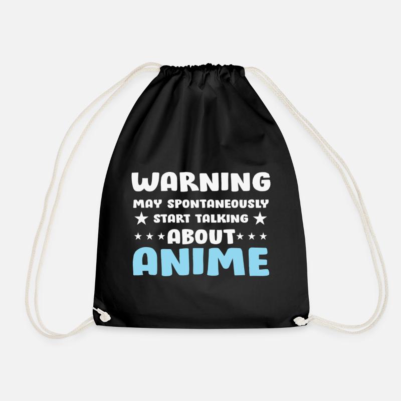 Anime Gesprächs-Warnung Spruch Shirt - Turnbeutel - Schwarz