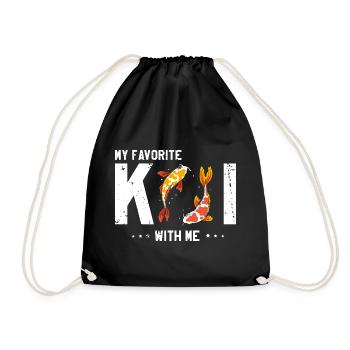 My Favorite Koi With Me Fish Lover Humor - Drawstring Bag - black - Front