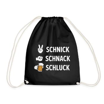 Schnich Schnack Schluck - Funny Drinking Meme - Turnbeutel - Schwarz - Vorne